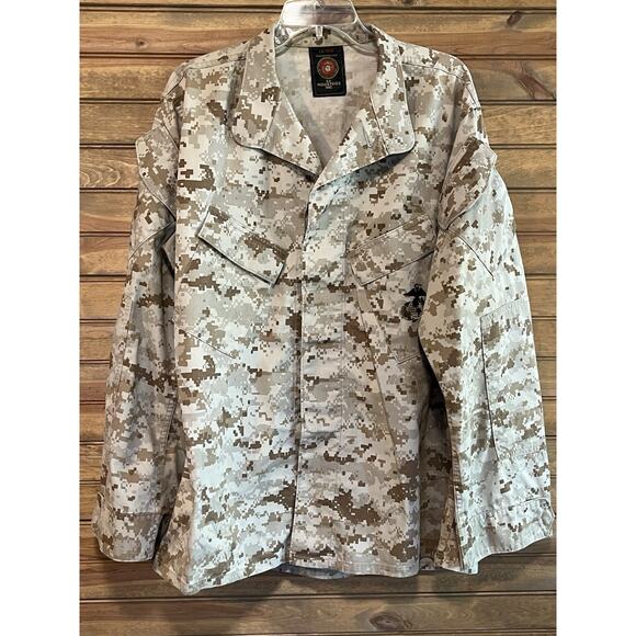 Dept Of Navy USMC Authentic Men’s Digital Camo Blouse LG Shirt Insignia Brown - Picture 9 of 9